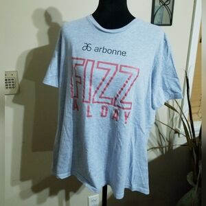 Arbonne Light Blue Tee with Pink "FIZZ ALL DAY" Graphic